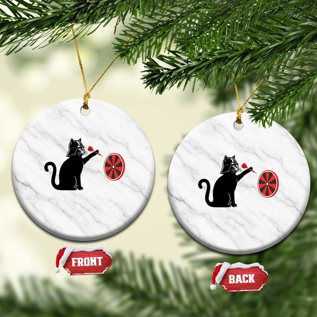 Black Cat Lord Darts Player Ceramic Ornament Funny Space Scifi Dartist Gift - Wonder Print Shop