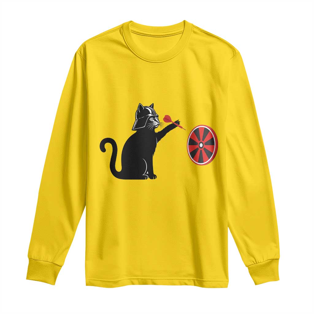 Black Cat Lord Darts Player Long Sleeve Shirt Funny Space Scifi Dartist Gift - Wonder Print Shop