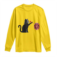 Black Cat Lord Darts Player Long Sleeve Shirt Funny Space Scifi Dartist Gift - Wonder Print Shop