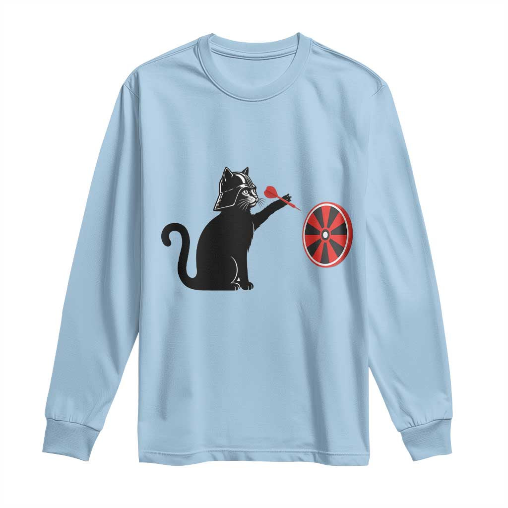 Black Cat Lord Darts Player Long Sleeve Shirt Funny Space Scifi Dartist Gift - Wonder Print Shop