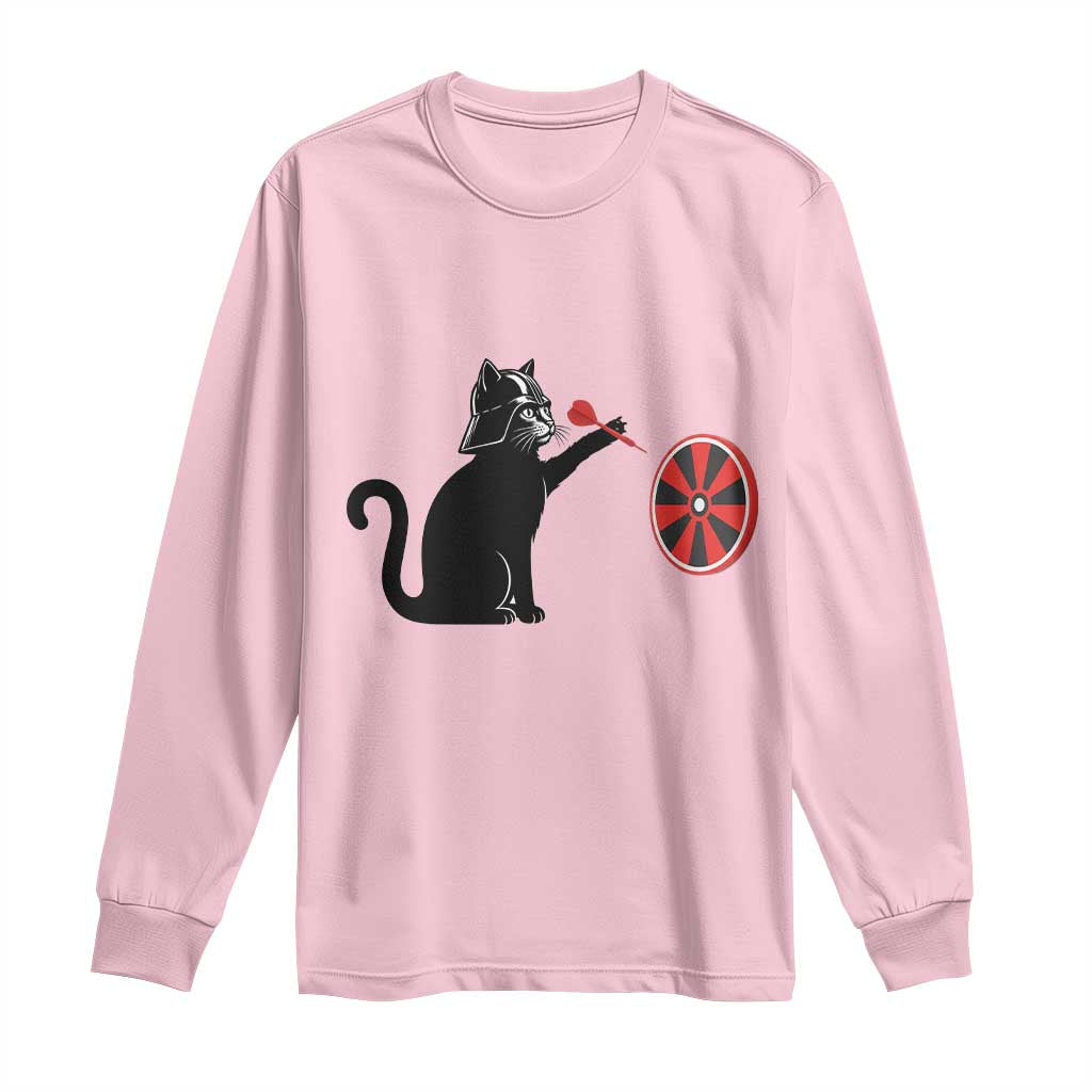 Black Cat Lord Darts Player Long Sleeve Shirt Funny Space Scifi Dartist Gift - Wonder Print Shop