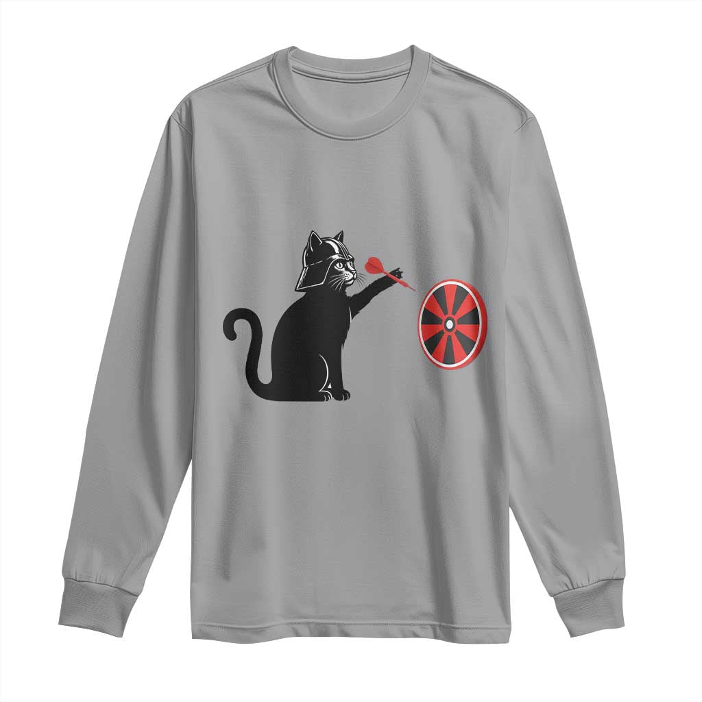 Black Cat Lord Darts Player Long Sleeve Shirt Funny Space Scifi Dartist Gift - Wonder Print Shop