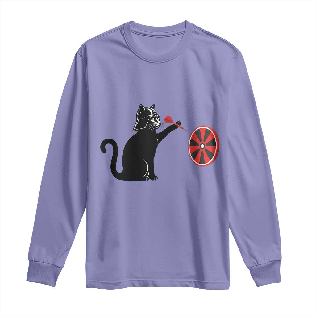 Black Cat Lord Darts Player Long Sleeve Shirt Funny Space Scifi Dartist Gift - Wonder Print Shop