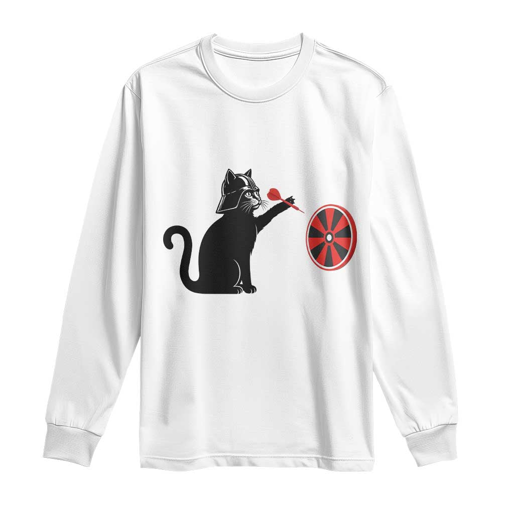 Black Cat Lord Darts Player Long Sleeve Shirt Funny Space Scifi Dartist Gift - Wonder Print Shop