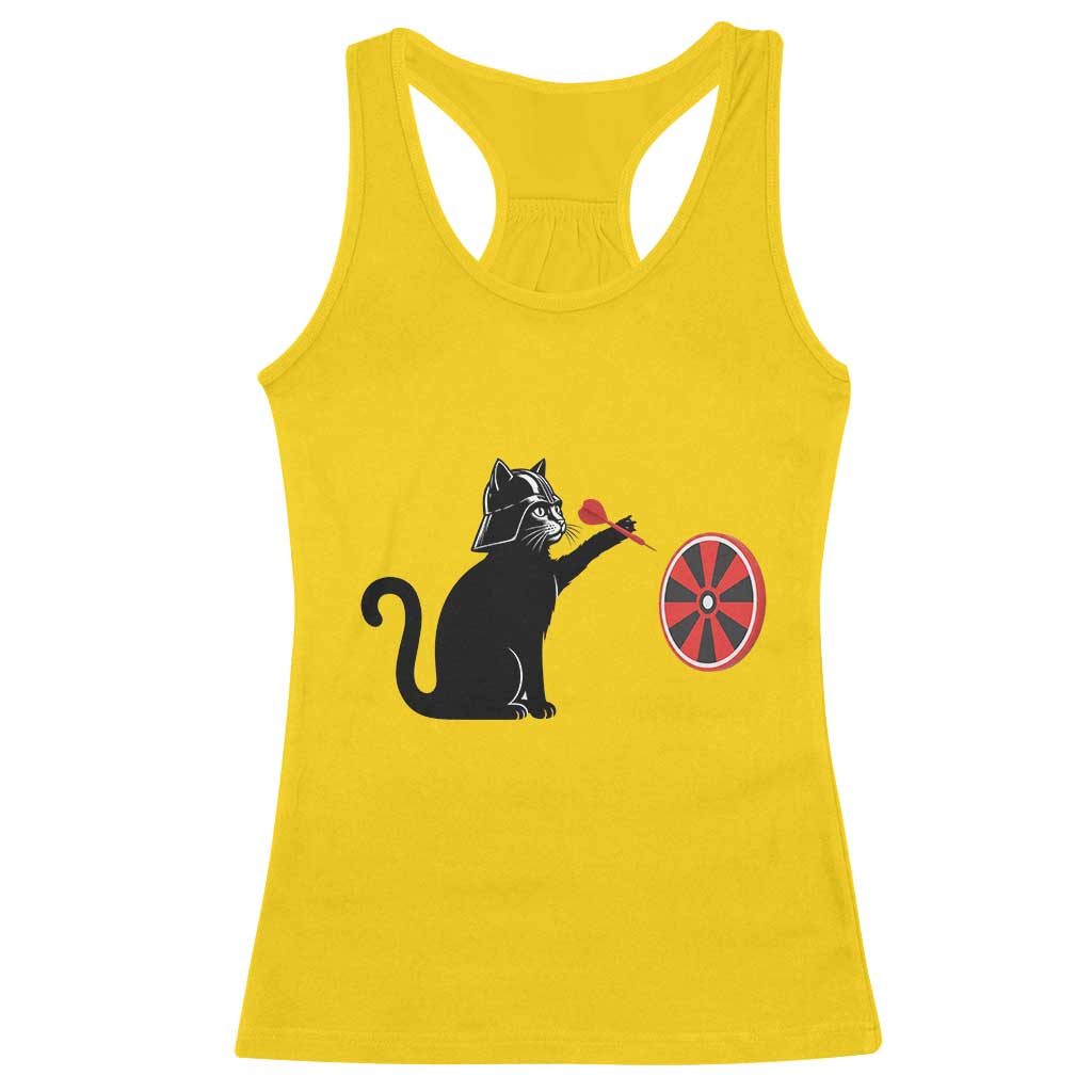 Black Cat Lord Darts Player Racerback Tank Top Funny Space Scifi Dartist Gift - Wonder Print Shop
