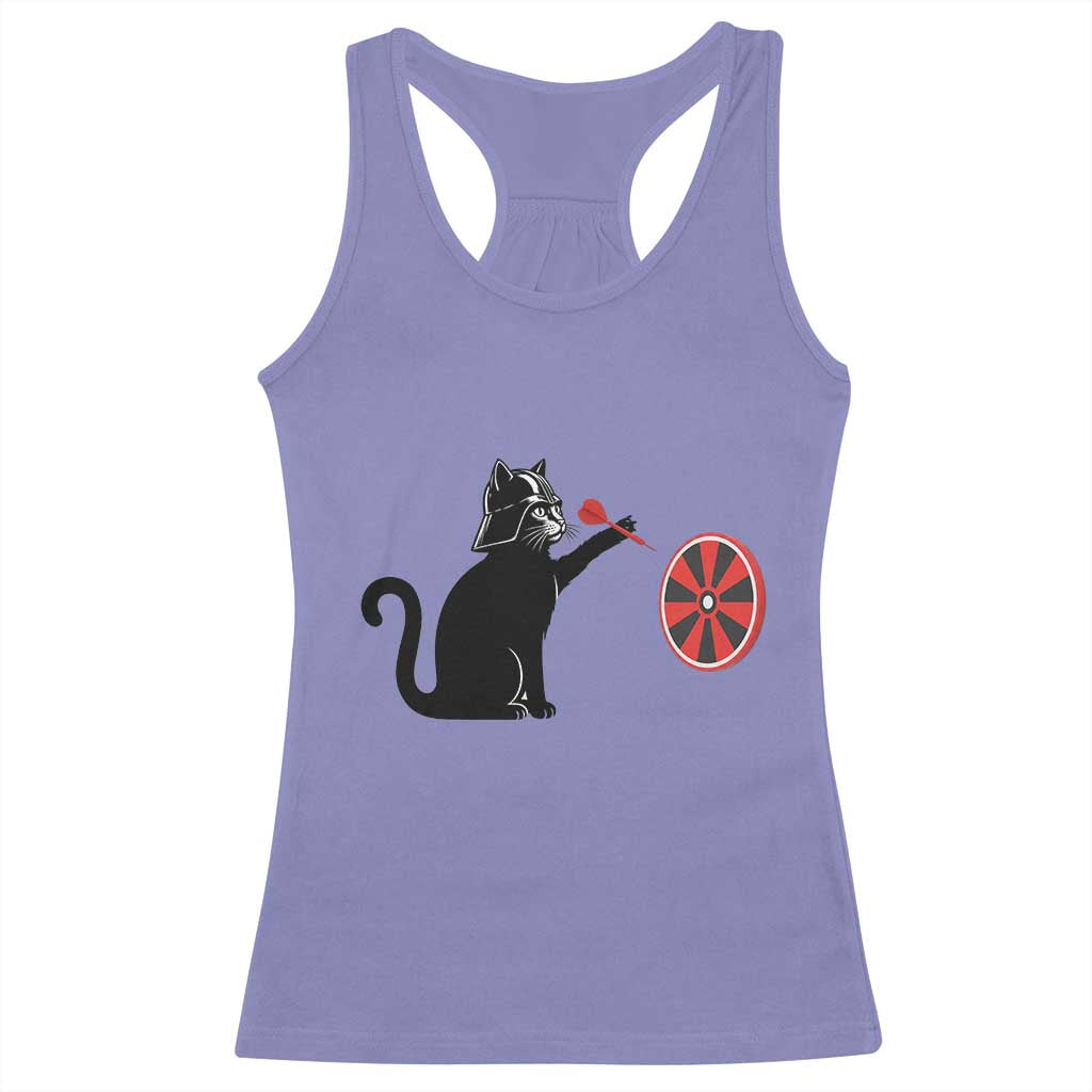 Black Cat Lord Darts Player Racerback Tank Top Funny Space Scifi Dartist Gift - Wonder Print Shop