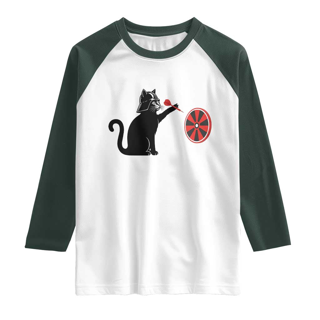 Black Cat Lord Darts Player Raglan Shirt Funny Space Scifi Dartist Gift - Wonder Print Shop
