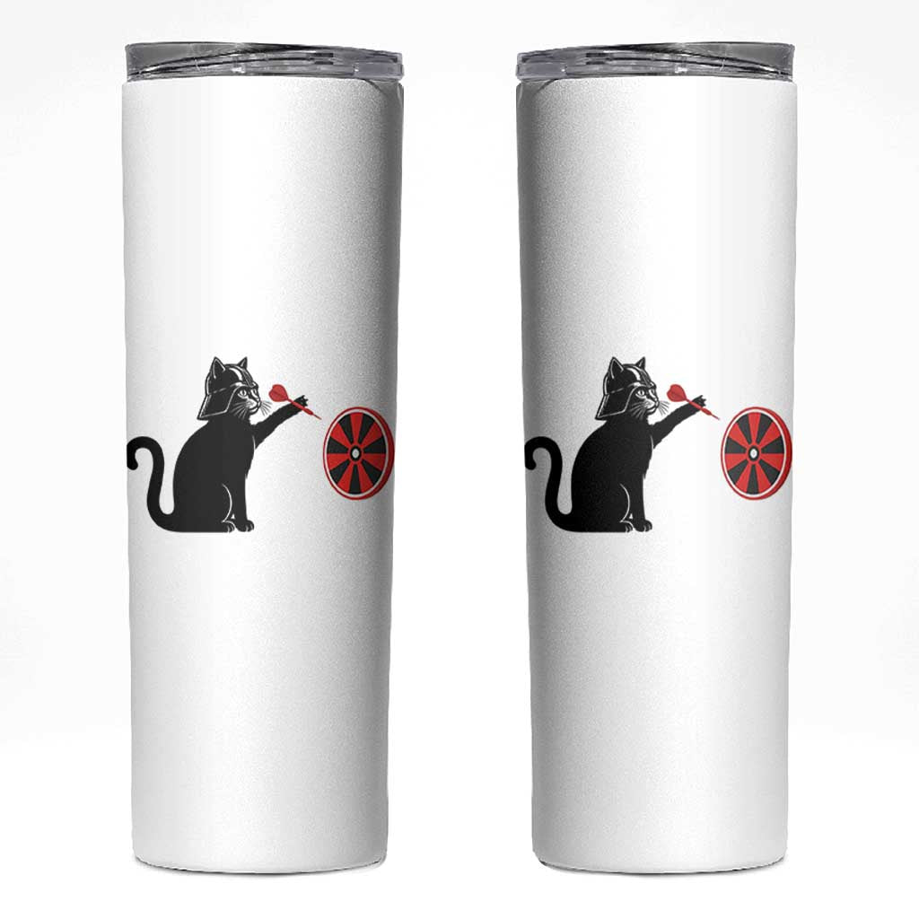 Black Cat Lord Darts Player Skinny Tumbler Funny Space Scifi Dartist Gift - Wonder Print Shop