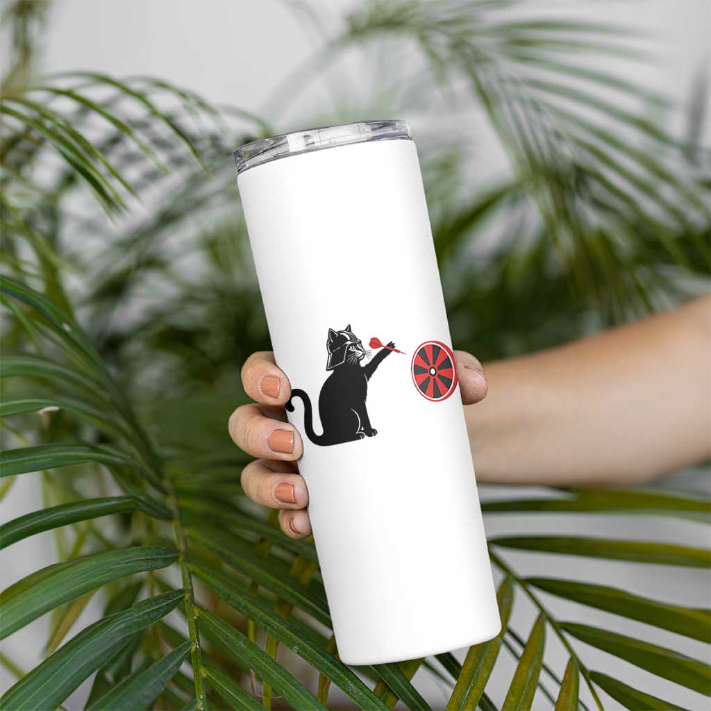 Black Cat Lord Darts Player Skinny Tumbler Funny Space Scifi Dartist Gift - Wonder Print Shop