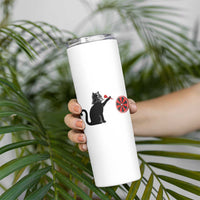 Black Cat Lord Darts Player Skinny Tumbler Funny Space Scifi Dartist Gift - Wonder Print Shop