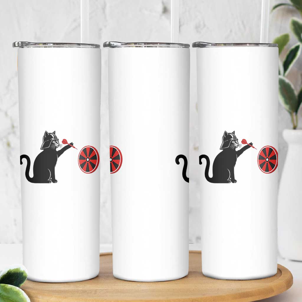 Black Cat Lord Darts Player Skinny Tumbler Funny Space Scifi Dartist Gift - Wonder Print Shop