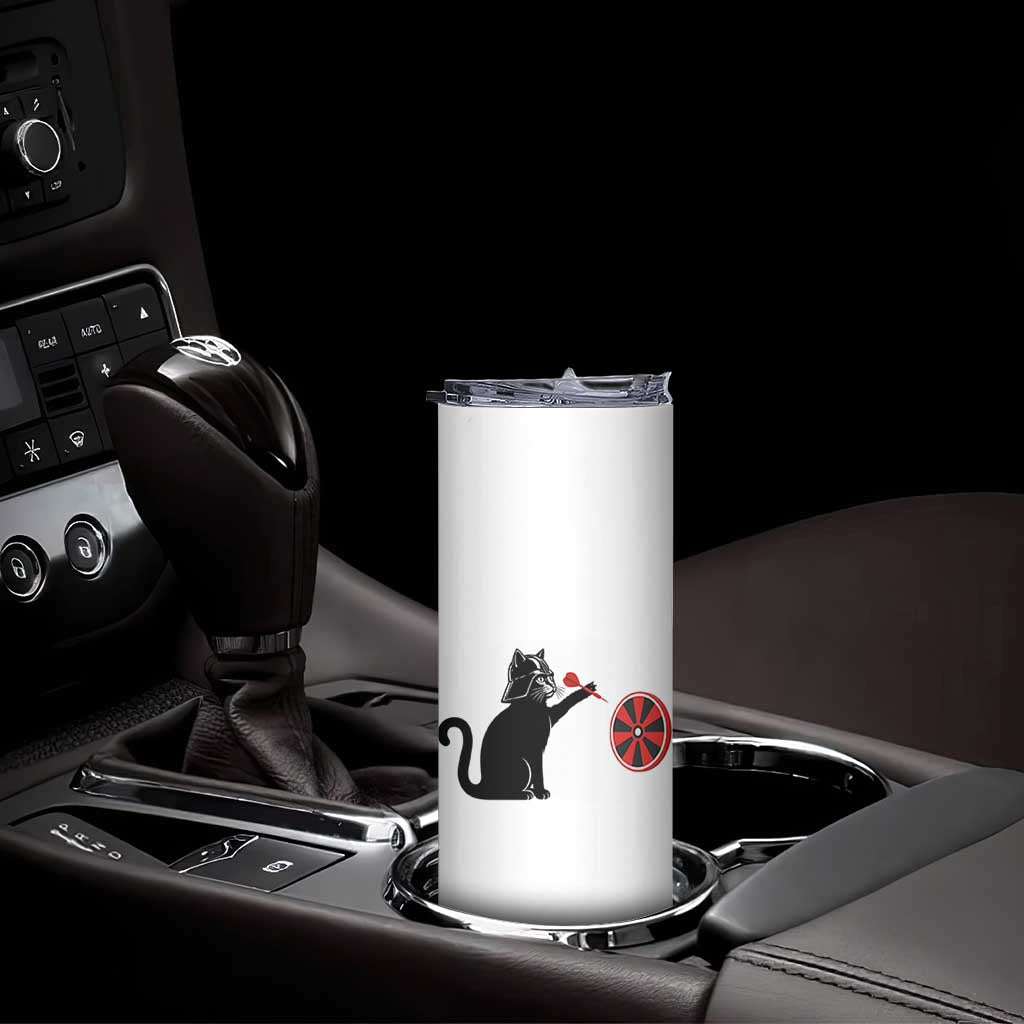 Black Cat Lord Darts Player Skinny Tumbler Funny Space Scifi Dartist Gift - Wonder Print Shop