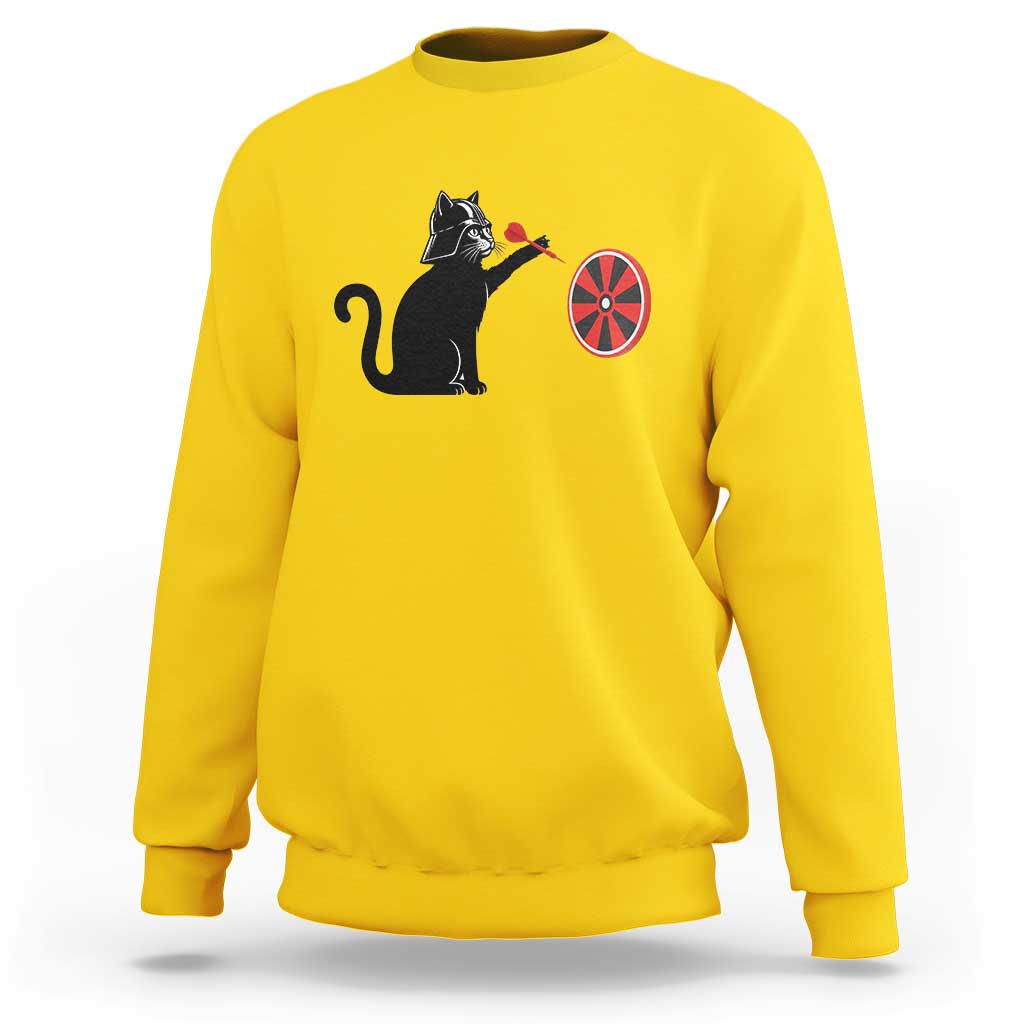 Black Cat Lord Darts Player Sweatshirt Funny Space Scifi Dartist Gift - Wonder Print Shop