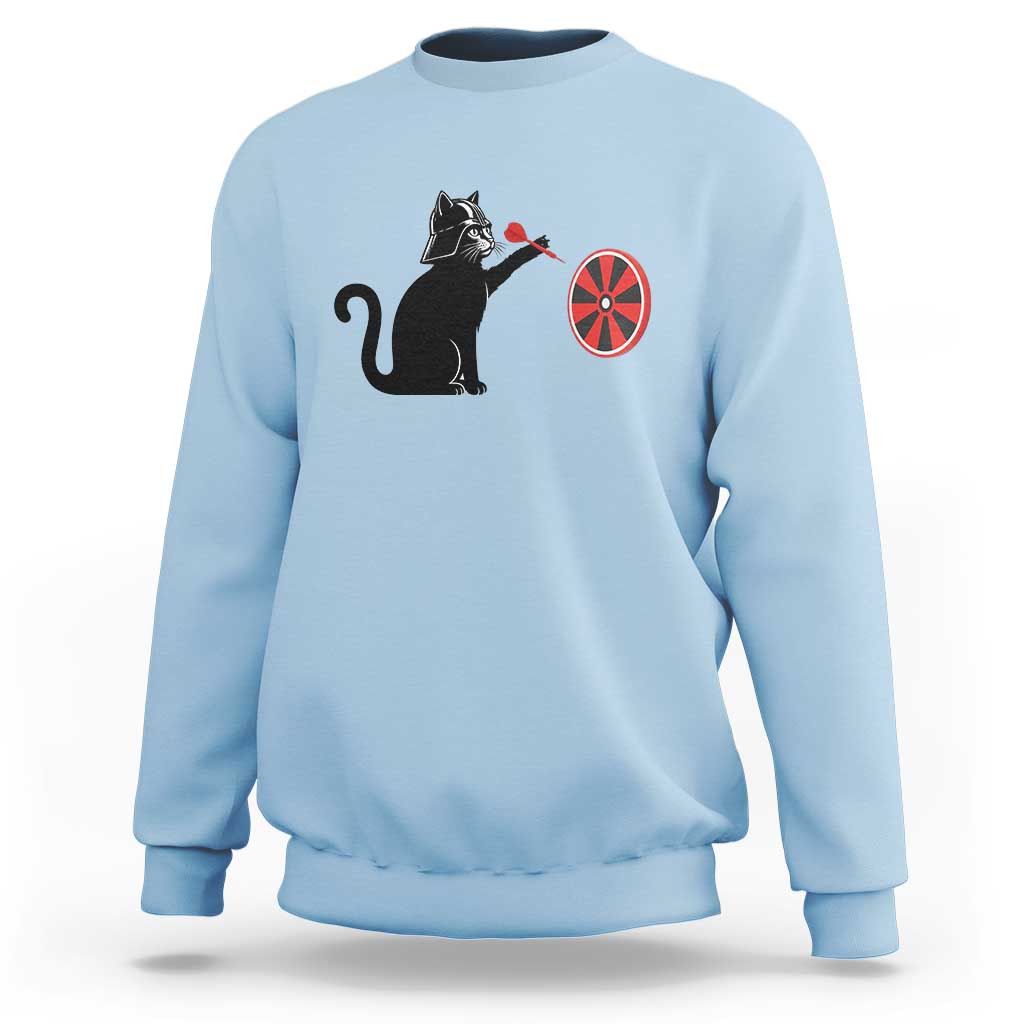 Black Cat Lord Darts Player Sweatshirt Funny Space Scifi Dartist Gift - Wonder Print Shop