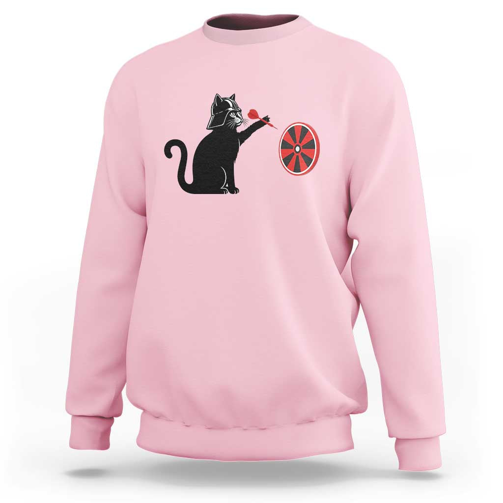 Black Cat Lord Darts Player Sweatshirt Funny Space Scifi Dartist Gift - Wonder Print Shop
