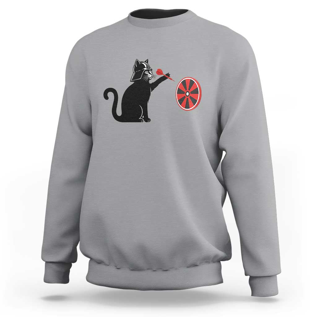 Black Cat Lord Darts Player Sweatshirt Funny Space Scifi Dartist Gift - Wonder Print Shop