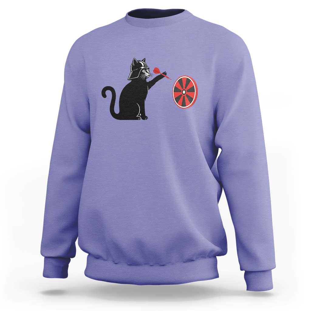 Black Cat Lord Darts Player Sweatshirt Funny Space Scifi Dartist Gift - Wonder Print Shop