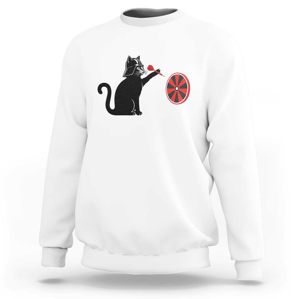 Black Cat Lord Darts Player Sweatshirt Funny Space Scifi Dartist Gift - Wonder Print Shop