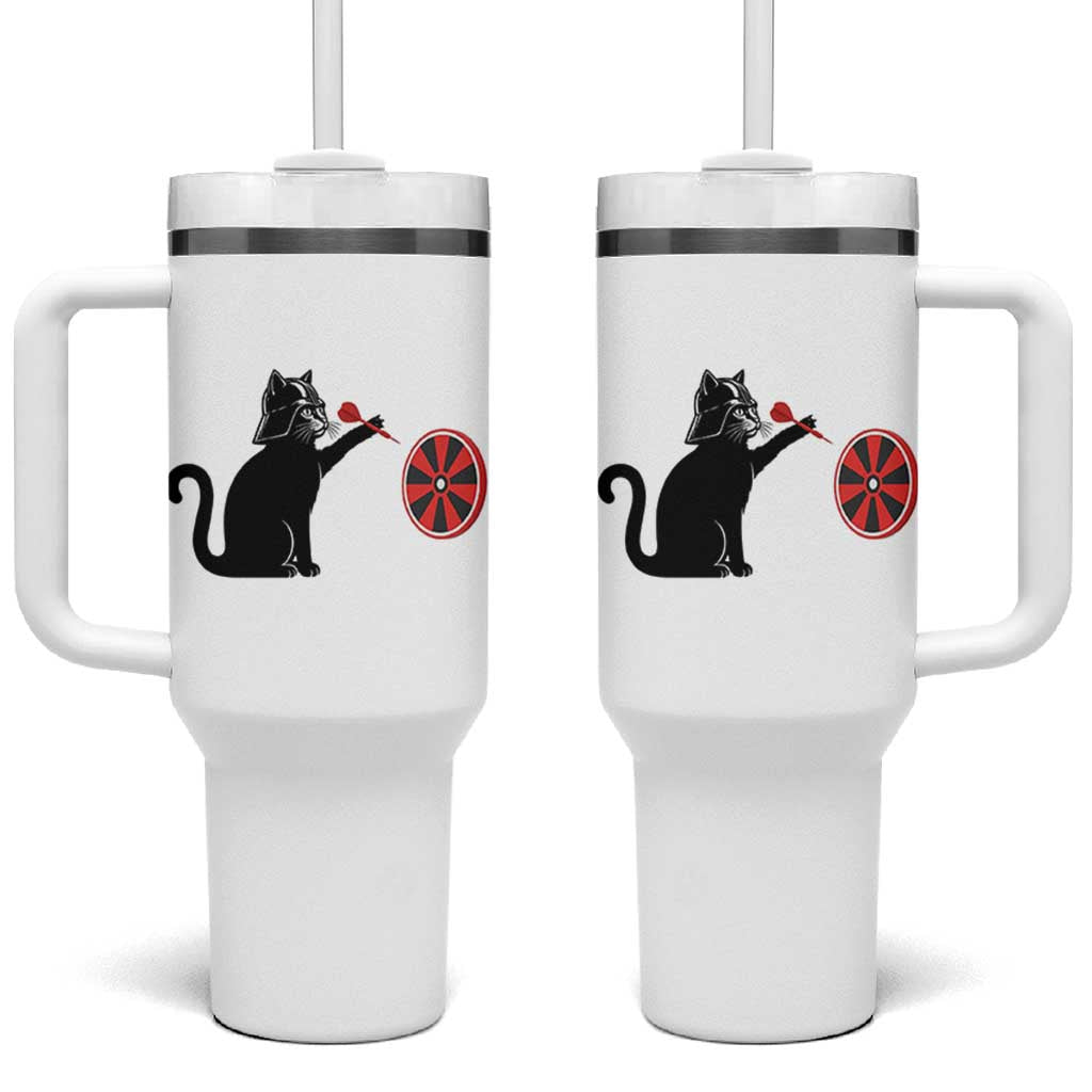 Black Cat Lord Darts Player Tumbler With Handle Funny Space Scifi Dartist Gift - Wonder Print Shop