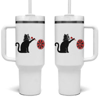 Black Cat Lord Darts Player Tumbler With Handle Funny Space Scifi Dartist Gift - Wonder Print Shop