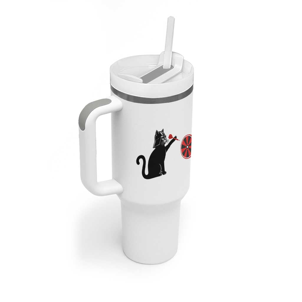 Black Cat Lord Darts Player Tumbler With Handle Funny Space Scifi Dartist Gift - Wonder Print Shop