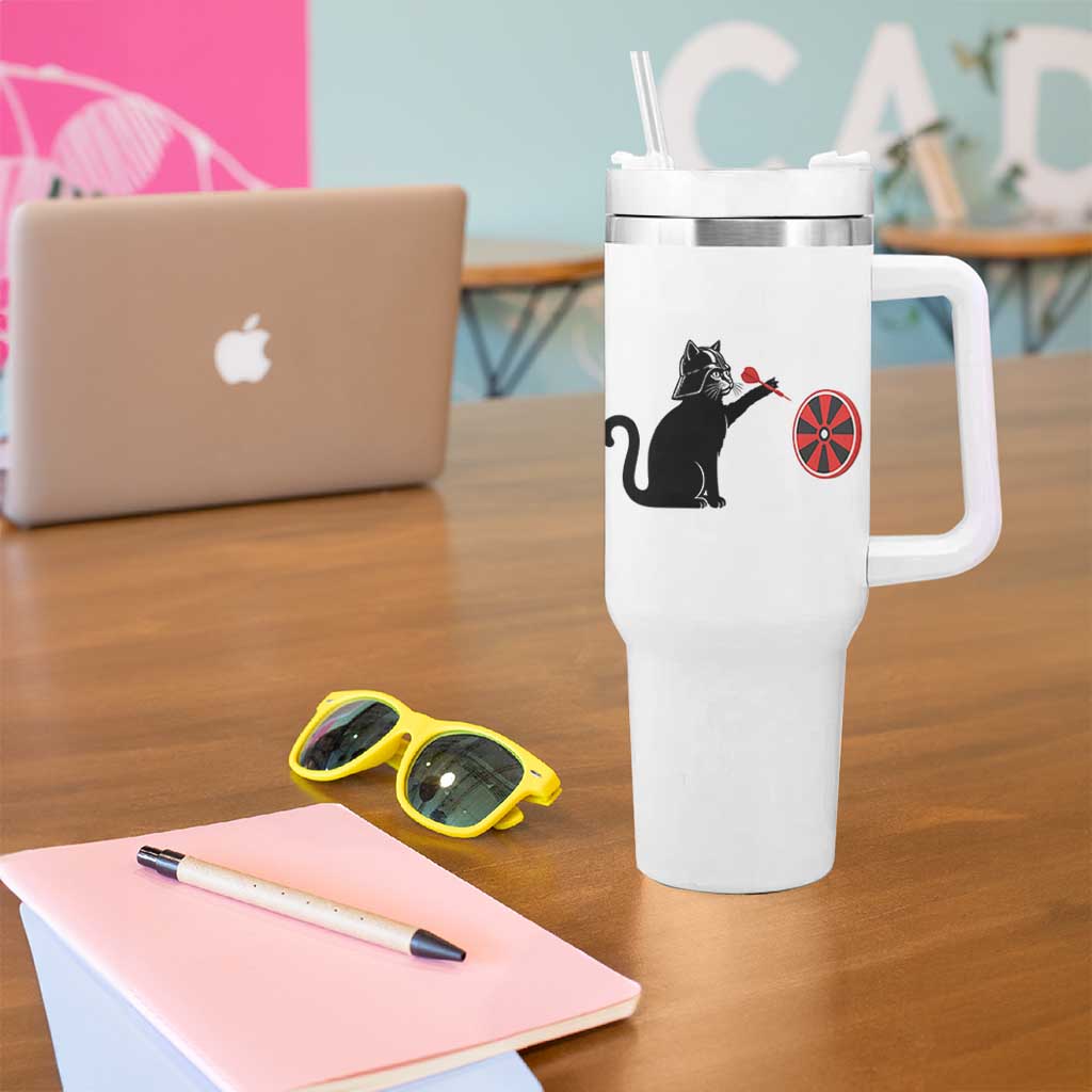 Black Cat Lord Darts Player Tumbler With Handle Funny Space Scifi Dartist Gift - Wonder Print Shop
