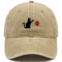 Black Cat Lord Darts Player Washed Cotton Baseball Cap Funny Space Scifi Dartist Gift