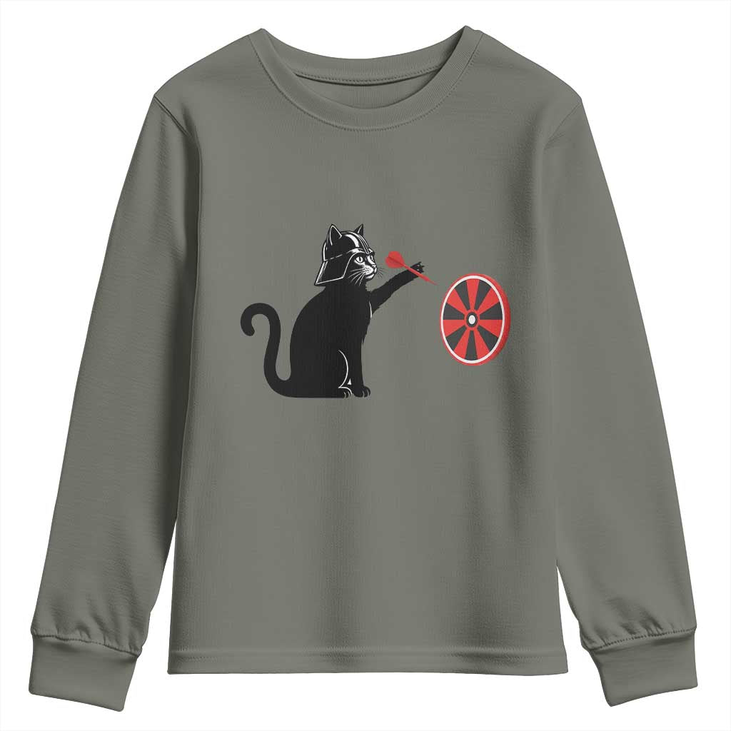 Black Cat Lord Darts Player Youth Sweatshirt Funny Space Scifi Dartist Gift - Wonder Print Shop