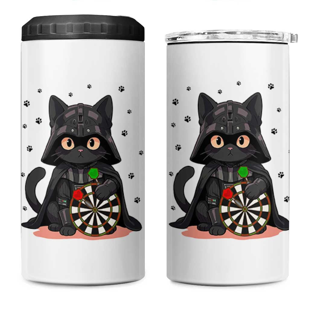 Dark Lord Cat Dartist Gift 4 in 1 Can Cooler Tumbler Funny Sci Fi Dart Thrower Gift - Wonder Print Shop
