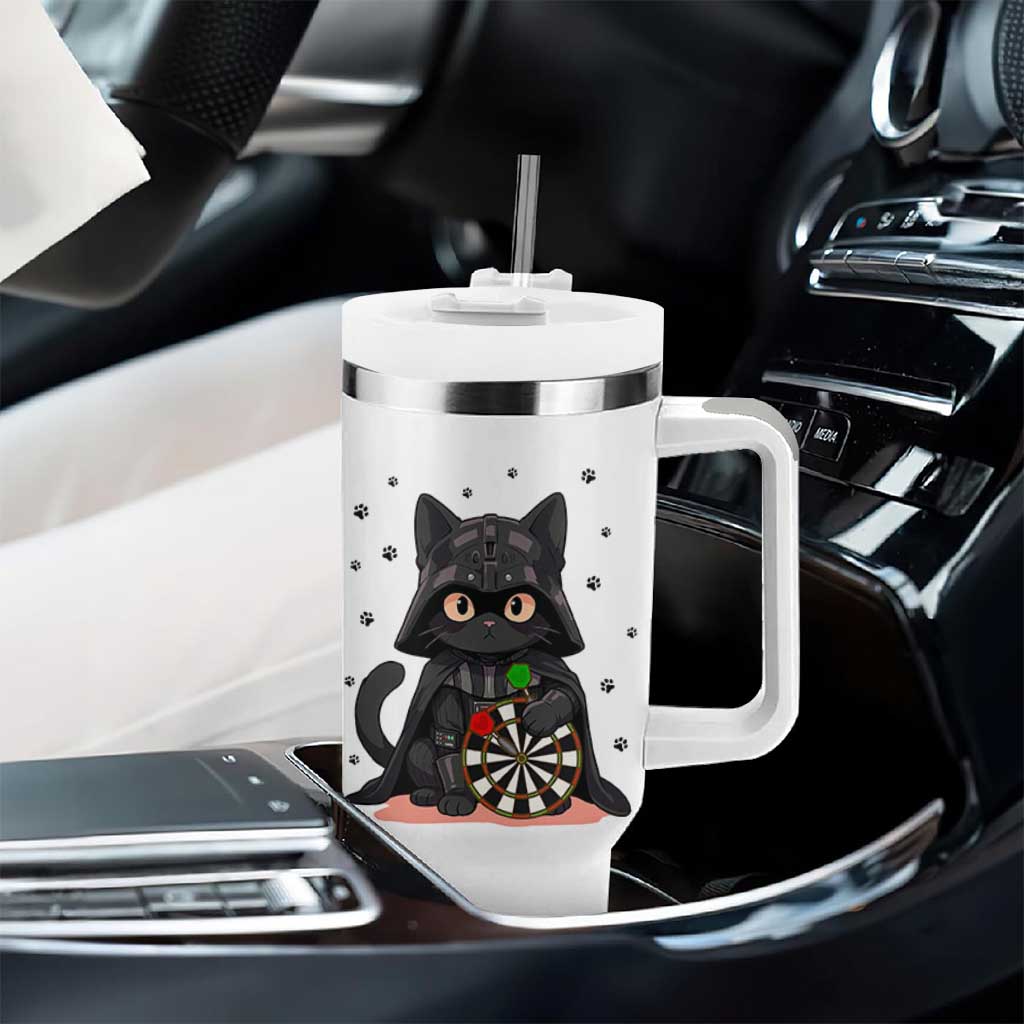 Dark Lord Cat Dartist Gift Tumbler With Handle Funny Sci Fi Dart Thrower Gift - Wonder Print Shop