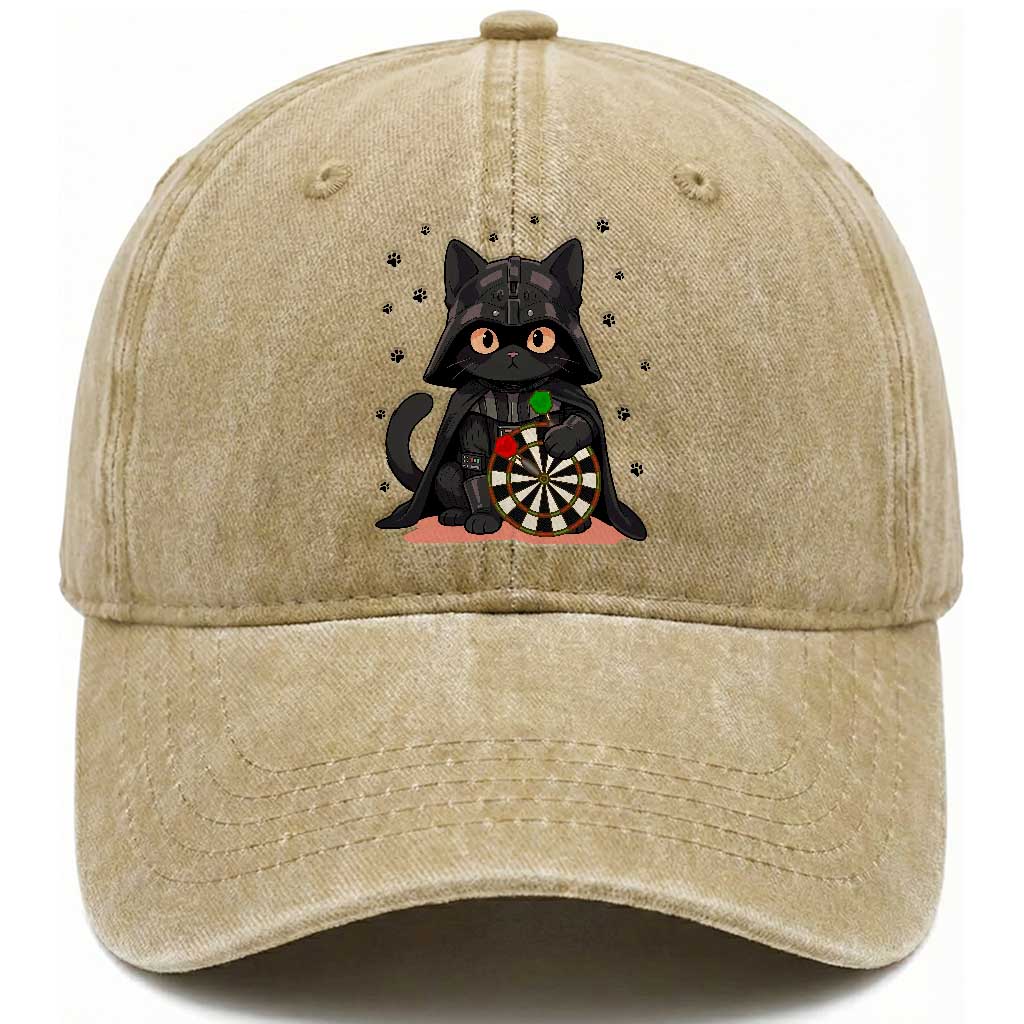 Dark Lord Cat Dartist Gift Washed Cotton Baseball Cap Funny Sci Fi Dart Thrower Gift