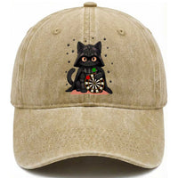 Dark Lord Cat Dartist Gift Washed Cotton Baseball Cap Funny Sci Fi Dart Thrower Gift