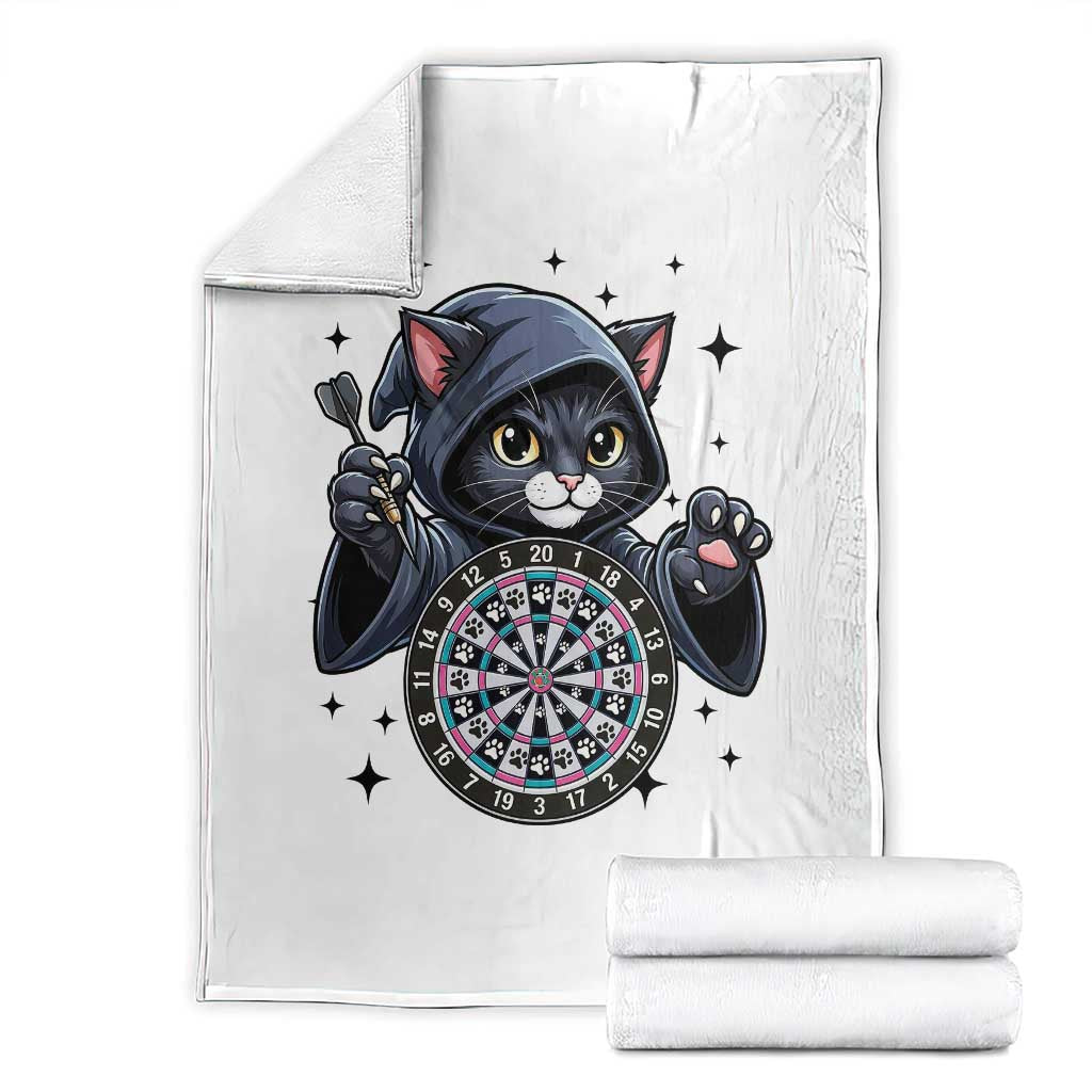 Funny Grim Reaper Cat Dart Player Throw Blanket Gothic Dartist Gift - Wonder Print Shop