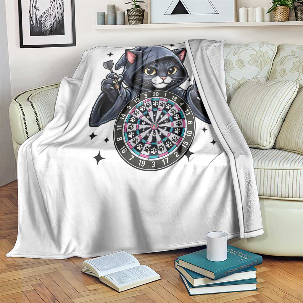 Funny Grim Reaper Cat Dart Player Throw Blanket Gothic Dartist Gift - Wonder Print Shop