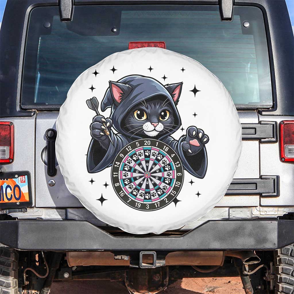 Funny Grim Reaper Cat Dart Player Spare Tire Cover Gothic Dartist Gift - Wonder Print Shop