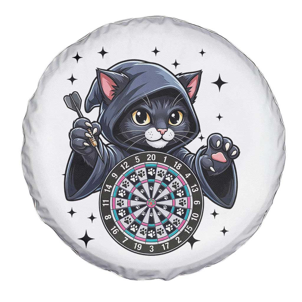Funny Grim Reaper Cat Dart Player Spare Tire Cover Gothic Dartist Gift - Wonder Print Shop