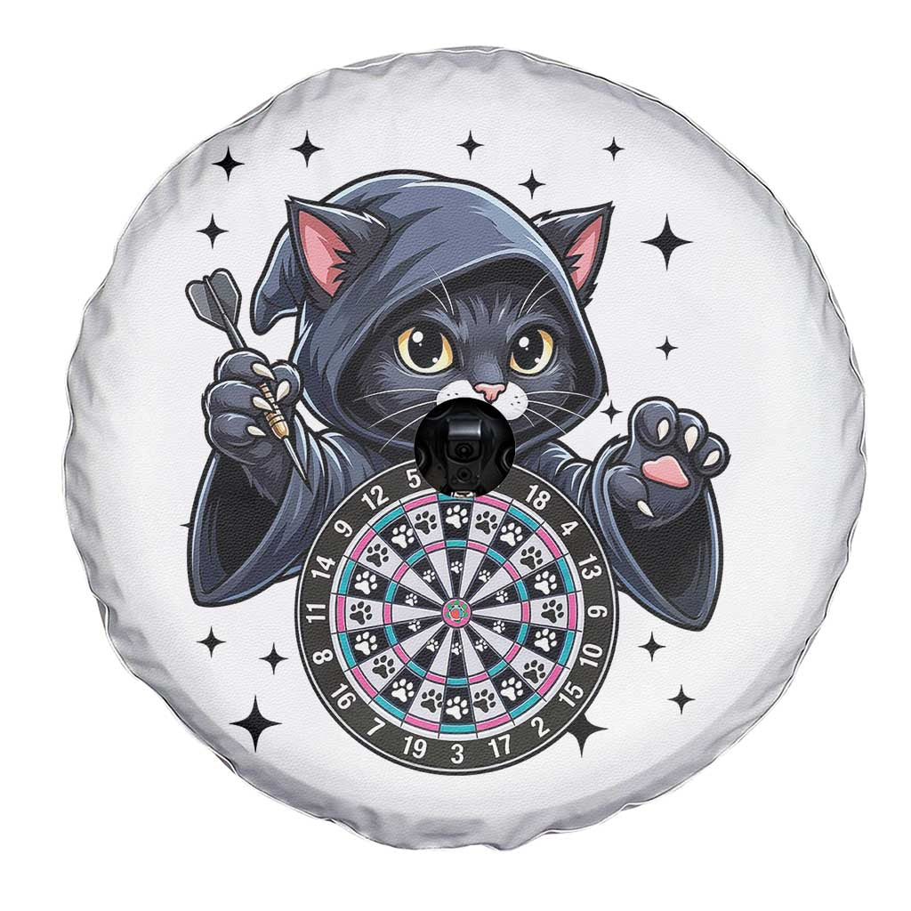 Funny Grim Reaper Cat Dart Player Spare Tire Cover Gothic Dartist Gift - Wonder Print Shop