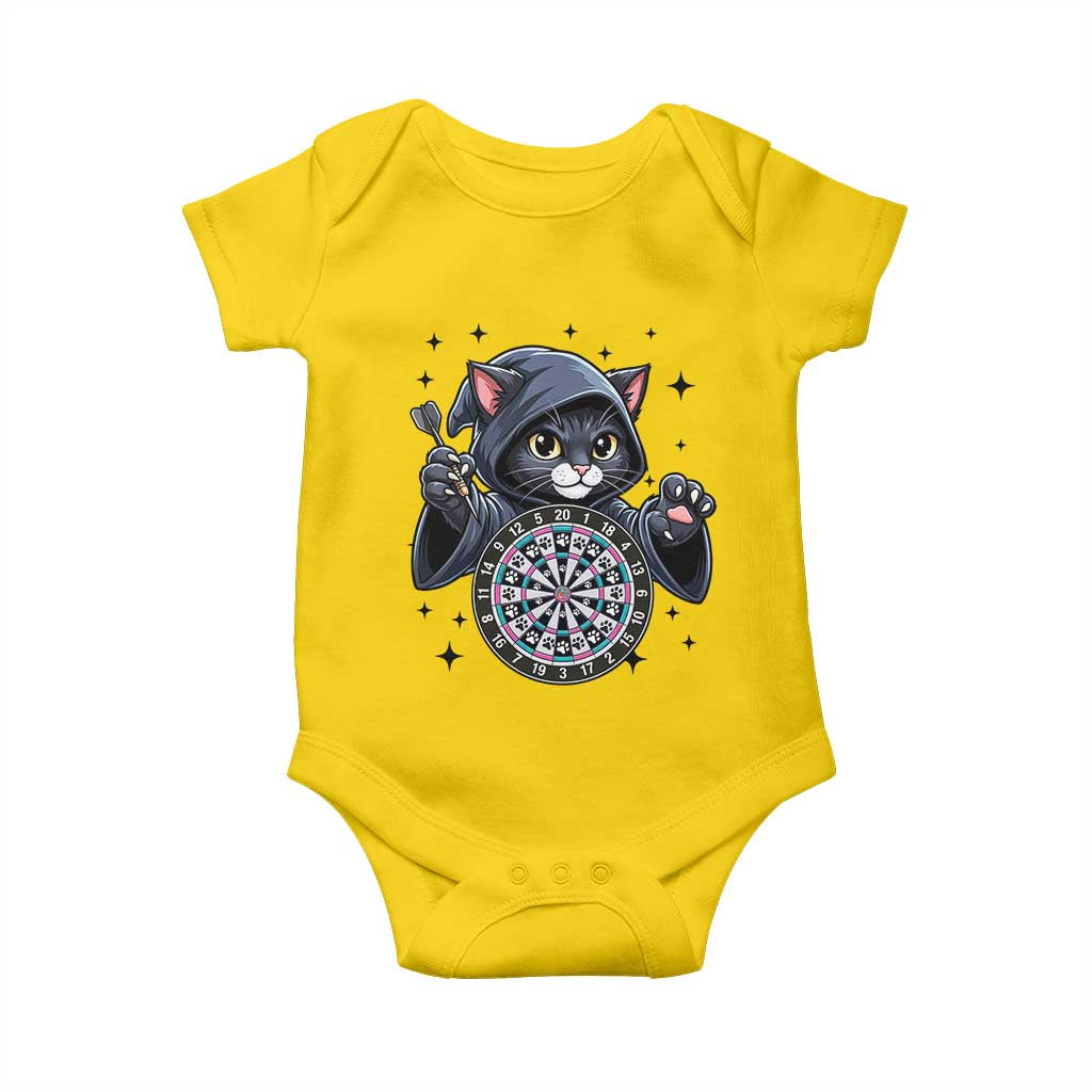 Funny Grim Reaper Cat Dart Player Baby Onesie Gothic Dartist Gift - Wonder Print Shop