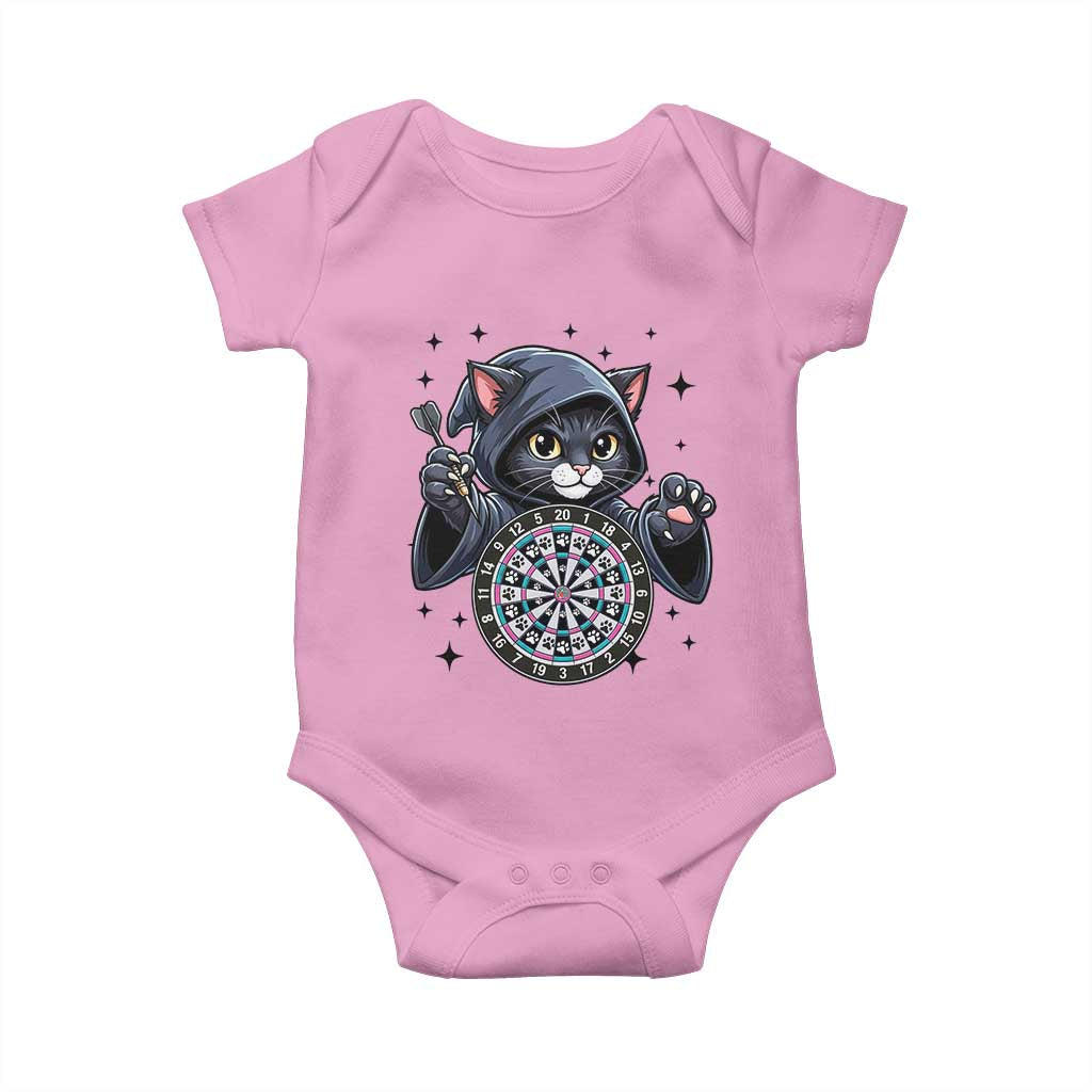 Funny Grim Reaper Cat Dart Player Baby Onesie Gothic Dartist Gift - Wonder Print Shop