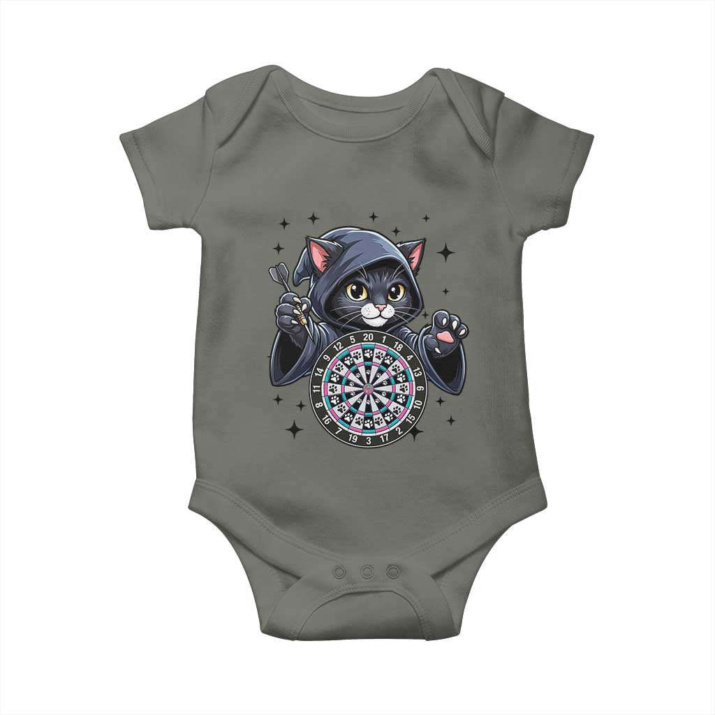 Funny Grim Reaper Cat Dart Player Baby Onesie Gothic Dartist Gift - Wonder Print Shop