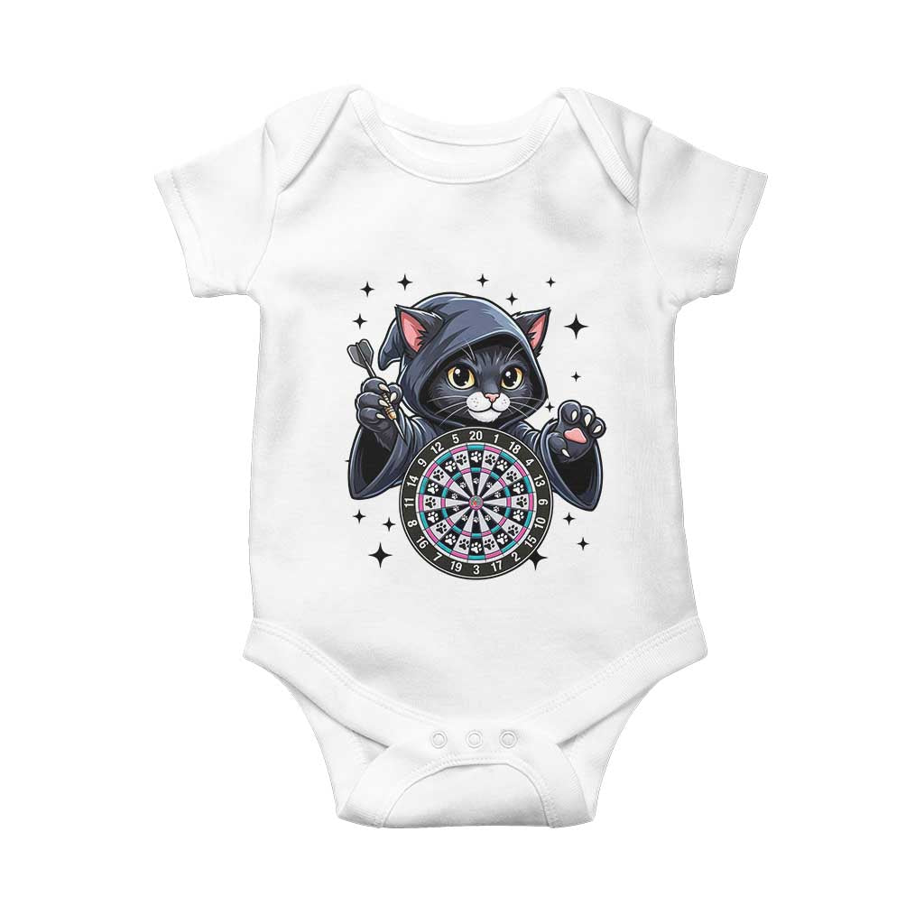 Funny Grim Reaper Cat Dart Player Baby Onesie Gothic Dartist Gift - Wonder Print Shop