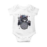 Funny Grim Reaper Cat Dart Player Baby Onesie Gothic Dartist Gift - Wonder Print Shop