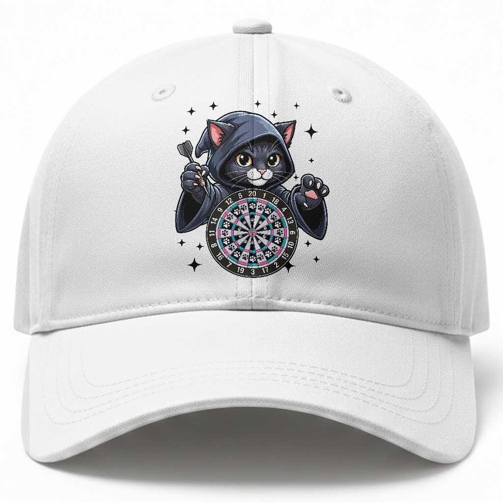 Funny Grim Reaper Cat Dart Player Baseball Cap Gothic Dartist Gift