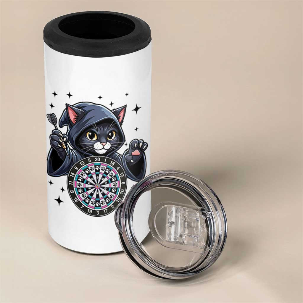 Funny Grim Reaper Cat Dart Player 4 in 1 Can Cooler Tumbler Gothic Dartist Gift - Wonder Print Shop