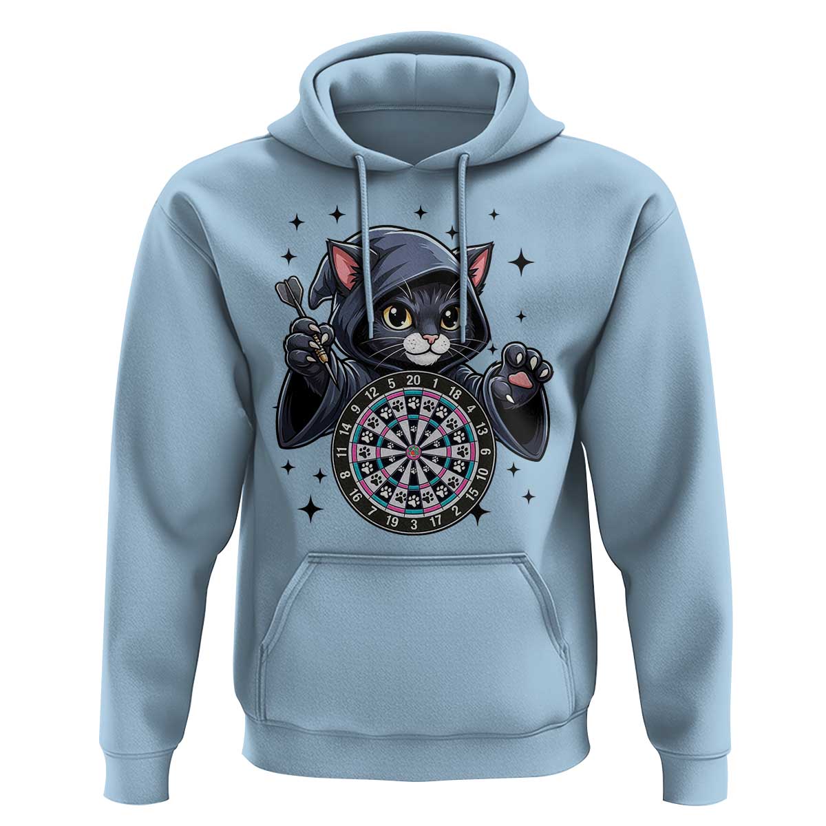 Funny Grim Reaper Cat Dart Player Hoodie Gothic Dartist Gift - Wonder Print Shop