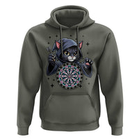 Funny Grim Reaper Cat Dart Player Hoodie Gothic Dartist Gift - Wonder Print Shop