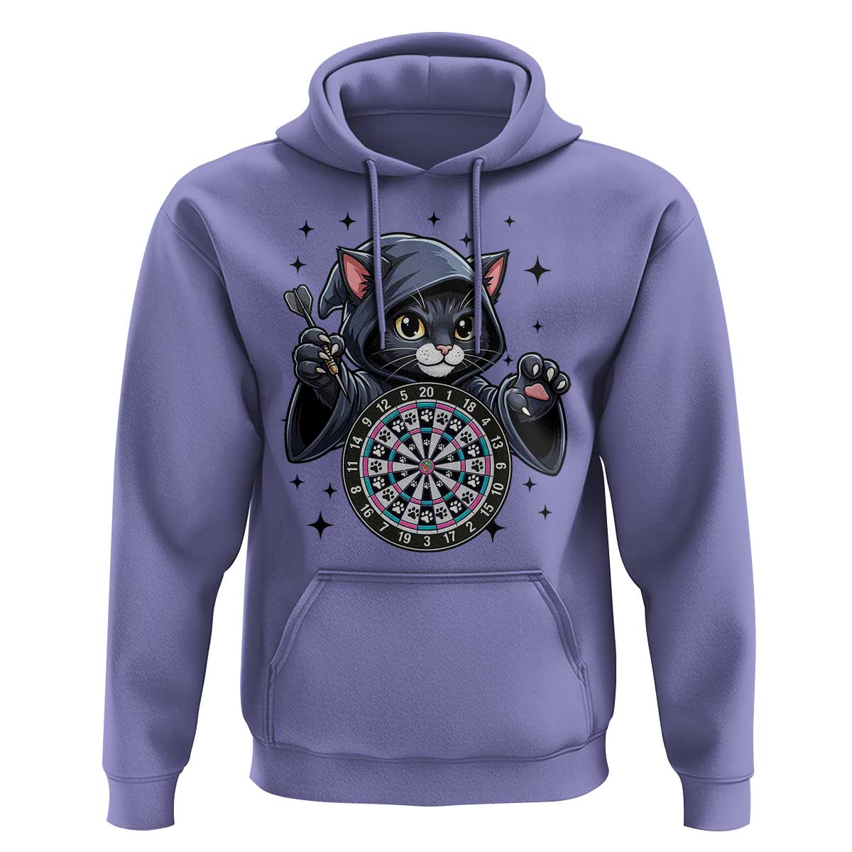 Funny Grim Reaper Cat Dart Player Hoodie Gothic Dartist Gift - Wonder Print Shop