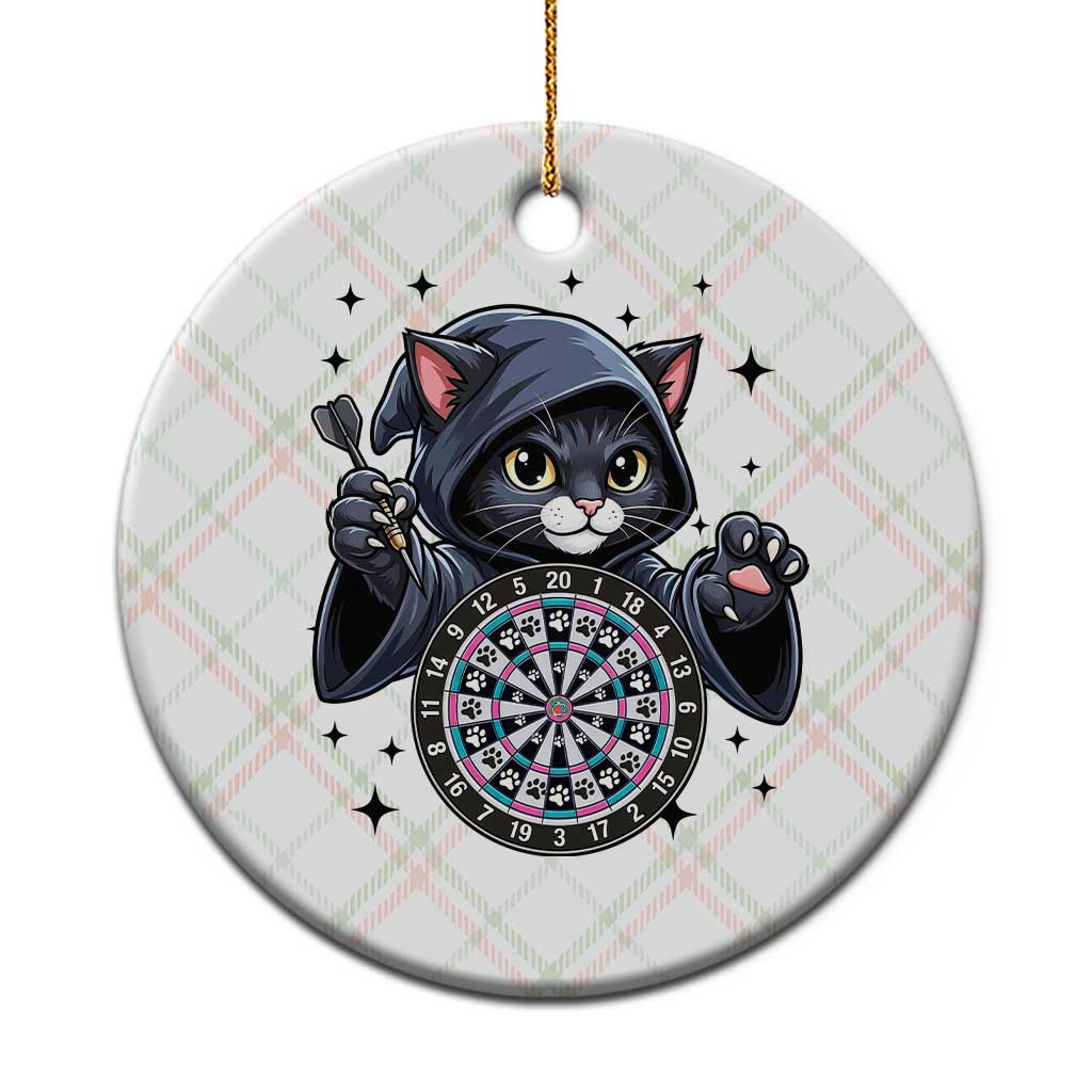 Funny Grim Reaper Cat Dart Player Ceramic Ornament Gothic Dartist Gift - Wonder Print Shop