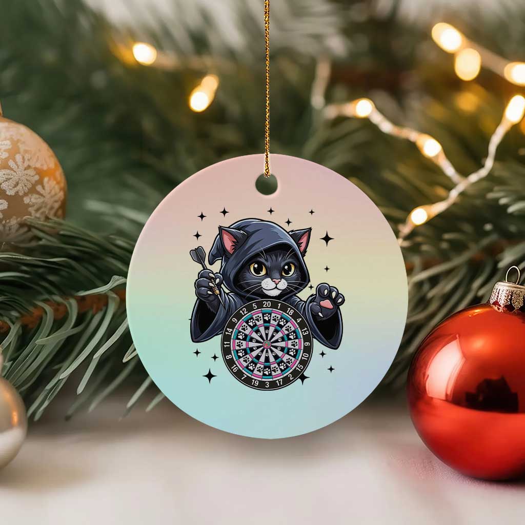 Funny Grim Reaper Cat Dart Player Ceramic Ornament Gothic Dartist Gift - Wonder Print Shop