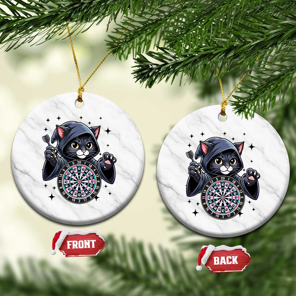 Funny Grim Reaper Cat Dart Player Ceramic Ornament Gothic Dartist Gift - Wonder Print Shop